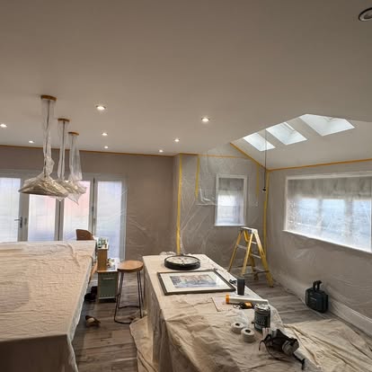 Kitchen extension with skylights after decorating