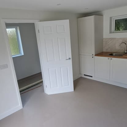New build kitchen decorated in white
